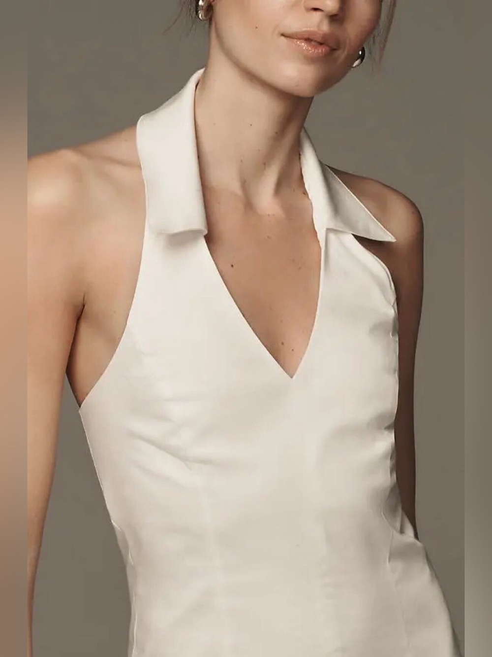 Anthropologie Cream Halter Mini Dress - Picture 3 of 7